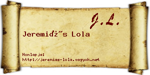 Jeremiás Lola névjegykártya